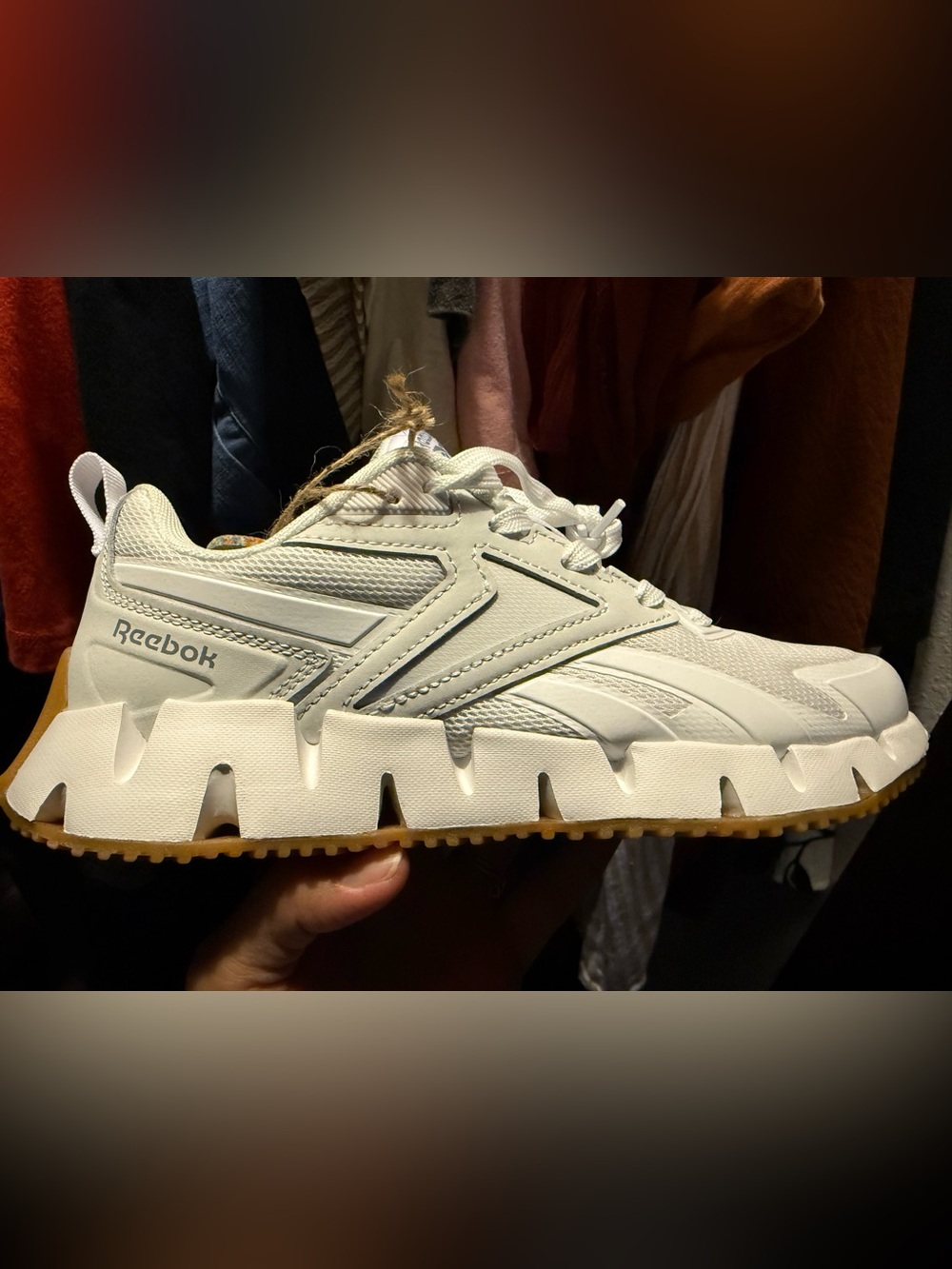 Reebok White Chunky Platform Sneaker with Gum Outsole